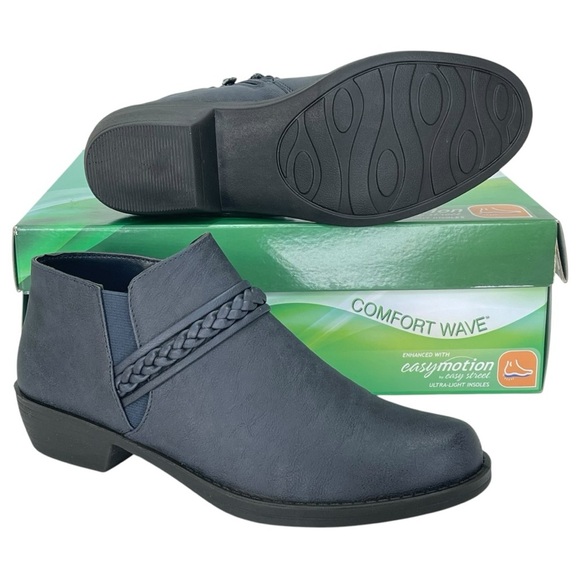 Easy Street Jalia Navy Faux Leather Womens Shooties Size 7M - Picture 9 of 10